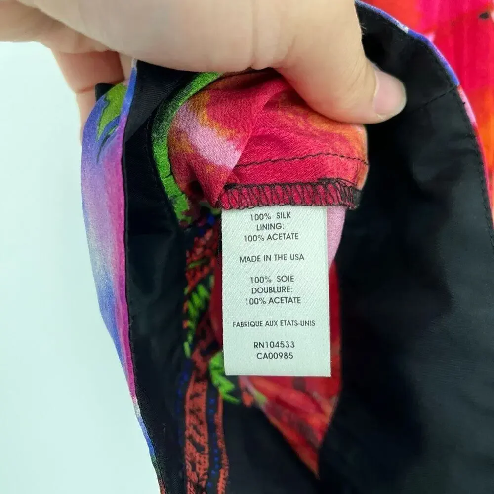 Nanette Lepore Blouse Button Front Abstract Floral Silk Multicolor Womens SP - Picture 7 of 8